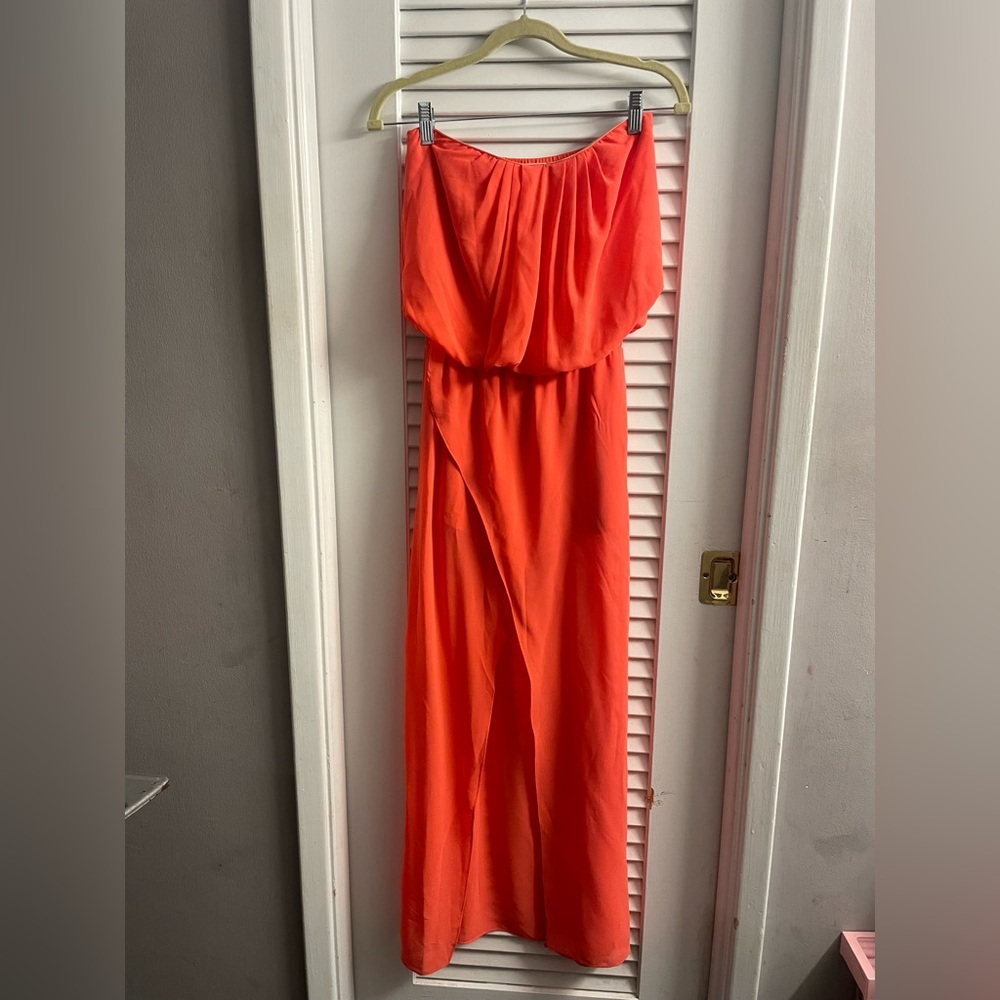 XTAREN 90s Y2K Strapless Romper w/Gorgeous Chiffon Overlay w/Deep Front Slit Sm